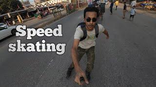 Racing with cars by skating, Trying to push fast | Bangladeshi skater Nur