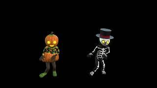 HALLOWEEN PARTY BACKGROUND - Dancing Pumpkin and  Skeletons. Halloween Loop Video