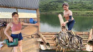 Day 60: The girl made a bed out of bamboo and made a trap to catch a lot of fish to sell