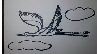 Qush Rasmini Chizish. Laylak rasmini chizish. How to draw bird stork. Rasm chizish