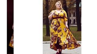 14 PLUS-SIZE GORGEOUS YELLOW PRINTED SUMMER DRESSES DESIGNS IDEAS # AIFASHIONDESIGNS