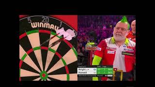 Kirk Bevins shows his disgust at Peter Wright scoring 9