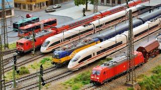 Modern Trains on the model railroad including ICE Bullet Trains