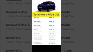 Tata Nexon Price List #tata #tatanexon #tatanexonprice #carprice #car