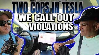 Two Cops Drive In Tesla To Catch Violations FSD 13.2.2 v12 2024.45.25.5