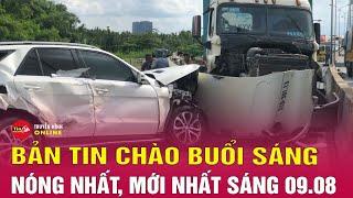 Tin tức 24h mới.Tin Sáng 9/8. Toàn cảnh vụ tai nạn liên hoàn giữa 8 ô tô trên cầu Phú Mỹ, 3 xe cháy