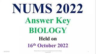 NUMS Biology 2022 16th October, #answerkey , #nums_test_2022