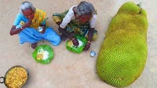 Green Jackfruit collect and cooking by tribe grandmother for lunch | Kathal ka Sobji cooking process