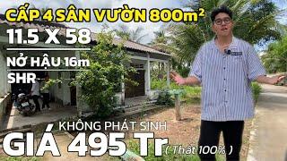 Nhà vườn hạ lỗ còn đúng 495tr ko phát sinhtổng 800m2 có sổ hồng riêng 16x58m ngay x.Tân Phú quá rẻ