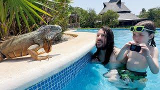 CRAZY POOLS and ANiMALS in MEXiCO!!  Family Vacation visiting Cancun with Mom Adley Niko Navey & Mom