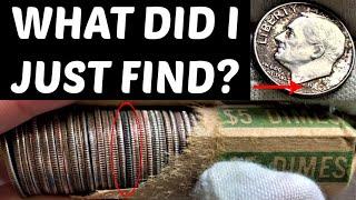 MYSTERIOUS (SILVER??) COIN FOUND IN A ROLL OF DIMES! COIN SHORTAGE HUNTING