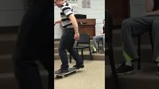 Teacher lands ANOTHER sick skateboard trick in class.