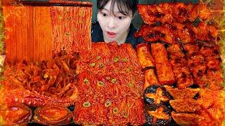 ASMR MUKBANG| 직접 만든 불닭 버섯 양념치킨 먹방 & 레시피 FRIED CHICKEN AND FIRE NOODLES EATING