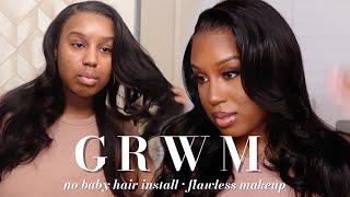 GRWM: NO BABY HAIR INSTALL + FLAWLESS MAKEUP | BEAUTY FOREVER HAIR| NATASHA S.