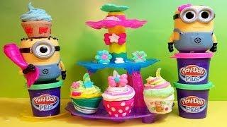 Play-Doh Cupcake Tower Sweet Shoppe Minions Dave Carl eat cupcakes MsDisneyReviews