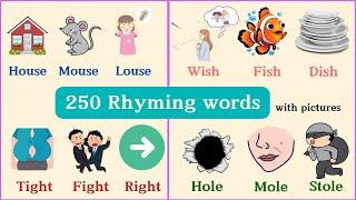 Lesson 119:  Rhyming Words in English |  250+ Funny  Rhyming words with pictures #rhymingwords