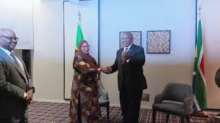 President Cyril Ramaphosa holds bilateral talks with President Samia Suluhu Hassan ahead of the G20