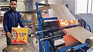 Mass production of corrugated box for pizza in a Local Factory Using Paper Rolls