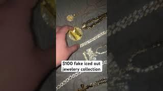 $100 ICED OUT FAKE JEWELERY COLLECTION #temu #fyp # #jewellery  #gold #amazon