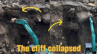 Sand Mining indonesia | EXCAVATOR WORKS DIGGING SAND |CLIFF COLLAPSES