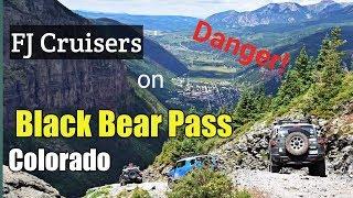 FJ Cruisers offroad on Black Bear Pass in Telluride Colorado!  DANGER!!!