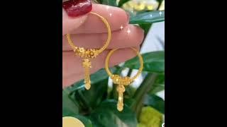 Latest Light Weight Gold Earrings Earrings Designs# Gold Jhumka Hoop Earrings Collection 