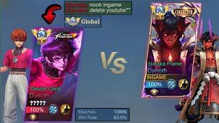 iNGAME vs GLOBAL ARROGANT DYRROTH "1v1" He Want To Destroy Me... Must Watch - MLBB