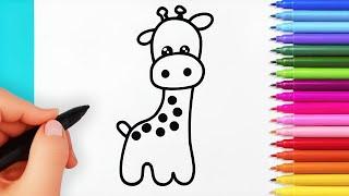 How to draw a giraffe easy | Drawing and coloring giraffe