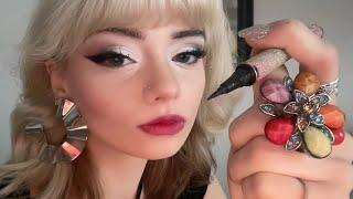 ASMR doing your makeup while losing my mind (mouth sounds, nails, jewelry, and makeup)