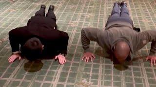 David Goggins and Lex Fridman pushup challenge in Las Vegas