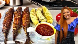 HOW TO MAKE AUTHENTIC BOLE, ROASTED FISH + PEPPER SAUCE  | BOLI AND FISH | NIGERIAN FOOD