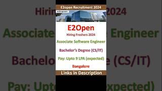 E2open Hiring Freshers 2024 | Associate Software Engineer | Bachelor's Degree (CS/IT) | Fresher Jobs