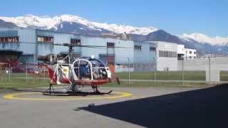 Air Glaciers Aérospatiale SA 315B Lama landing in Sion, Switzerland