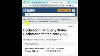 多伦多空置税申报演示Toronto Vanant Home Tax Declaration