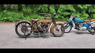 Rare Antique Motorcycles, 1924 Harley JD & 1948 Indian Big Base Racer