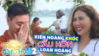 Wonderful Honeymoon|Season 2-Ep 2:Kien Hoang kneels and cries reenacting the proposal to Loan Hoang