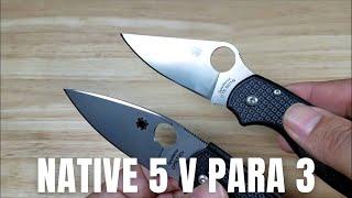 BATTLE OF THE BEST LIGHTWEIGHT EDC KNIVES SPYDERCO NATIVE 5 VS PARA 3 REVIEW