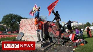 Statues of British queens toppled in Canada - BBC News