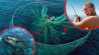 Unter diesem Fischernetz stehen 300kg Monsterfische!