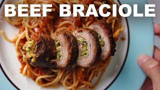 No-string beef braciole and sauce