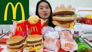 MCDONALD'S BIG MAC + BBQ Beef and Chicken Burgers w Egg, McFlurry, Apple Pie | Mukbang Eating Show