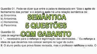 Semântica - 5 questões resolvidas e comentadas com gabarito