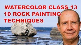 10 techniques for painting rocks with watercolor. Watercolour beginner tutorial to master rocks.