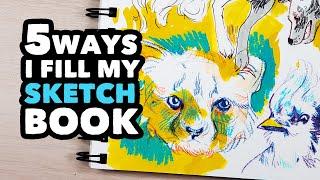 5 Ways I Fill my Sketchbook // tips for cohesive spreads