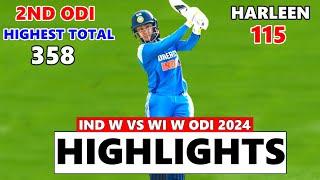 India Women vs West indies Women 2nd ODI Match Highlights 2024 | IND w vs WI w