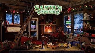 Santa's Workshop Ambience ASMRBlizzard sounds, Crackling Fire & Crafting Sounds Christmas Ambience