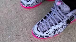 NIKE AIR FOAMPOSITE PRO ELEPHANT PRINT HYPER PINK JORDAN 3 ON FOOT/FEET REVIEW