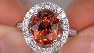 Spessartite Garnet & Diamond Ring - Rare Mandarin Orange Color - Auction