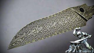 Dragon's Breath Damascus Steel, making a blade.