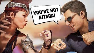 Mortal Kombat 1 - Nitara "Megan Fox" & Johnny Cage Flirting Intro Dialogues